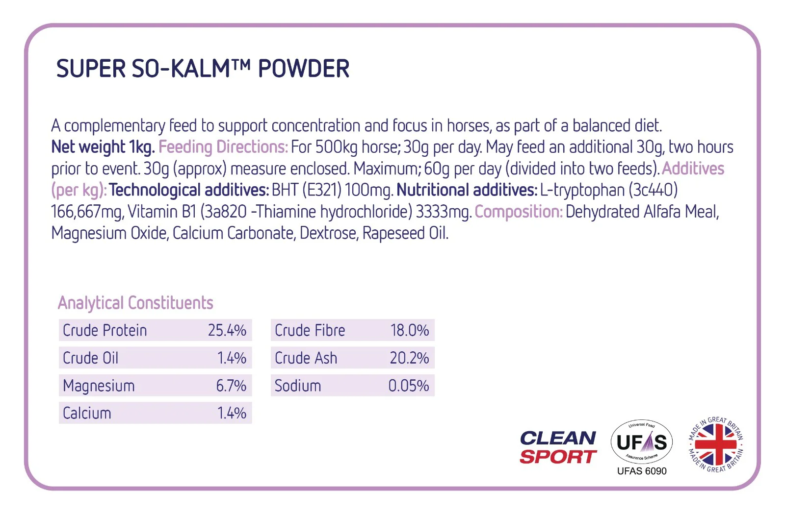 SUPER SO-KALM® POWDER 1kg